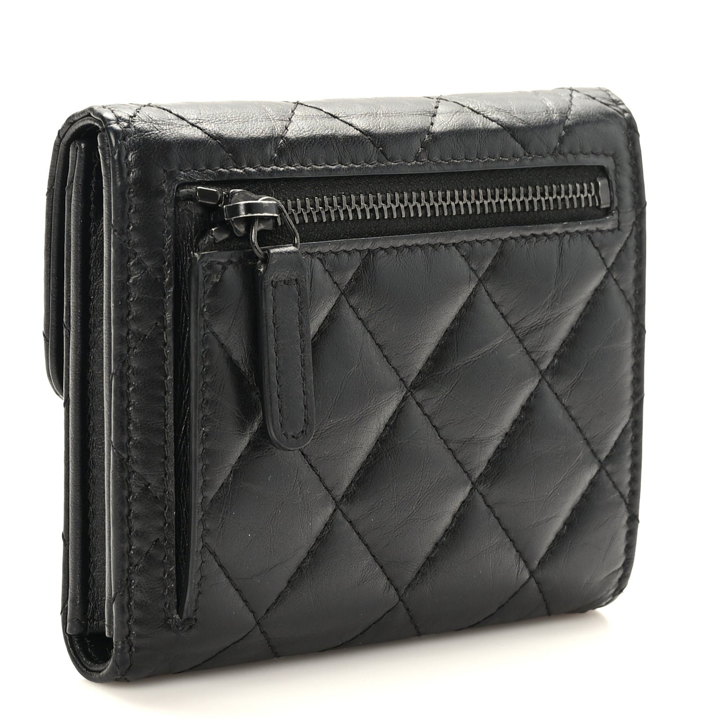 Aged Calfskin Quilted Reissue Compact Wallet So Black