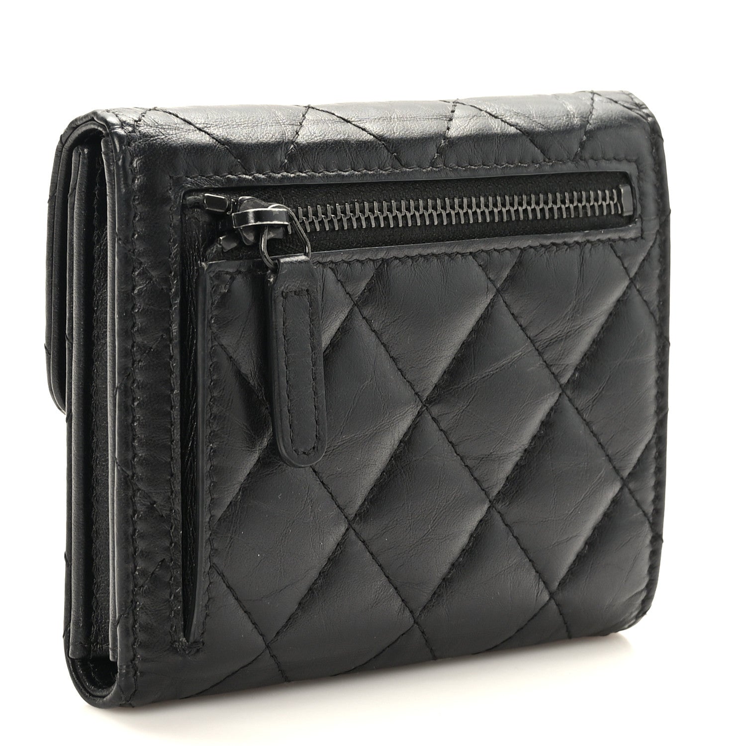 Chanel Aged Calfskin Quilted Reissue Compact Wallet So Black 3 of 8