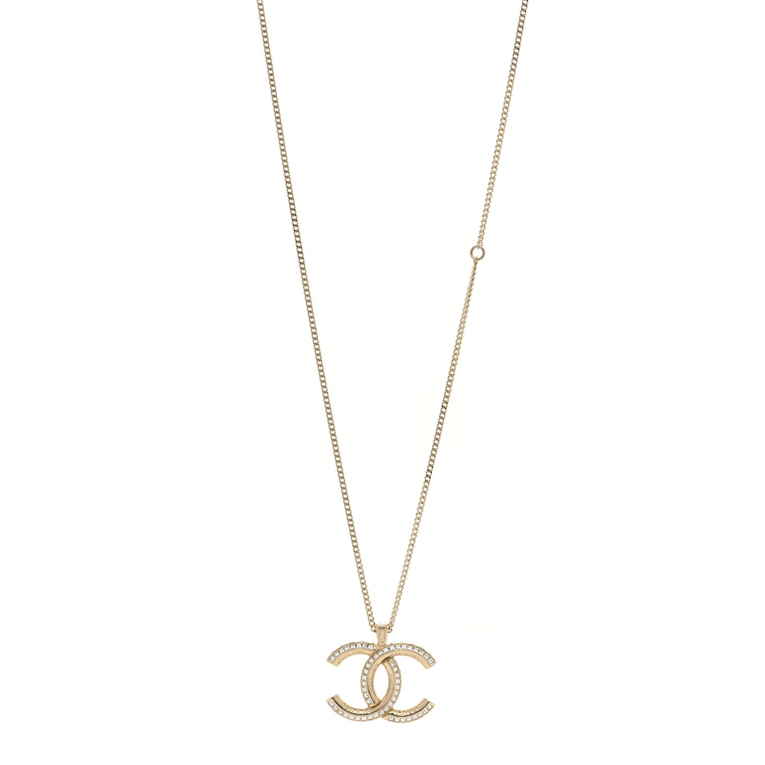 Chanel Crystal CC Chain Necklace Gold 1 of 7