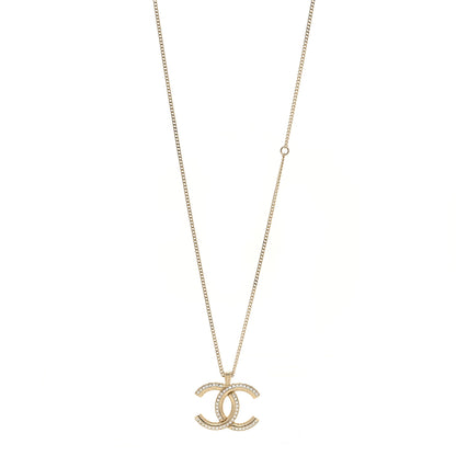 Chanel Crystal CC Chain Necklace Gold 1 of 7