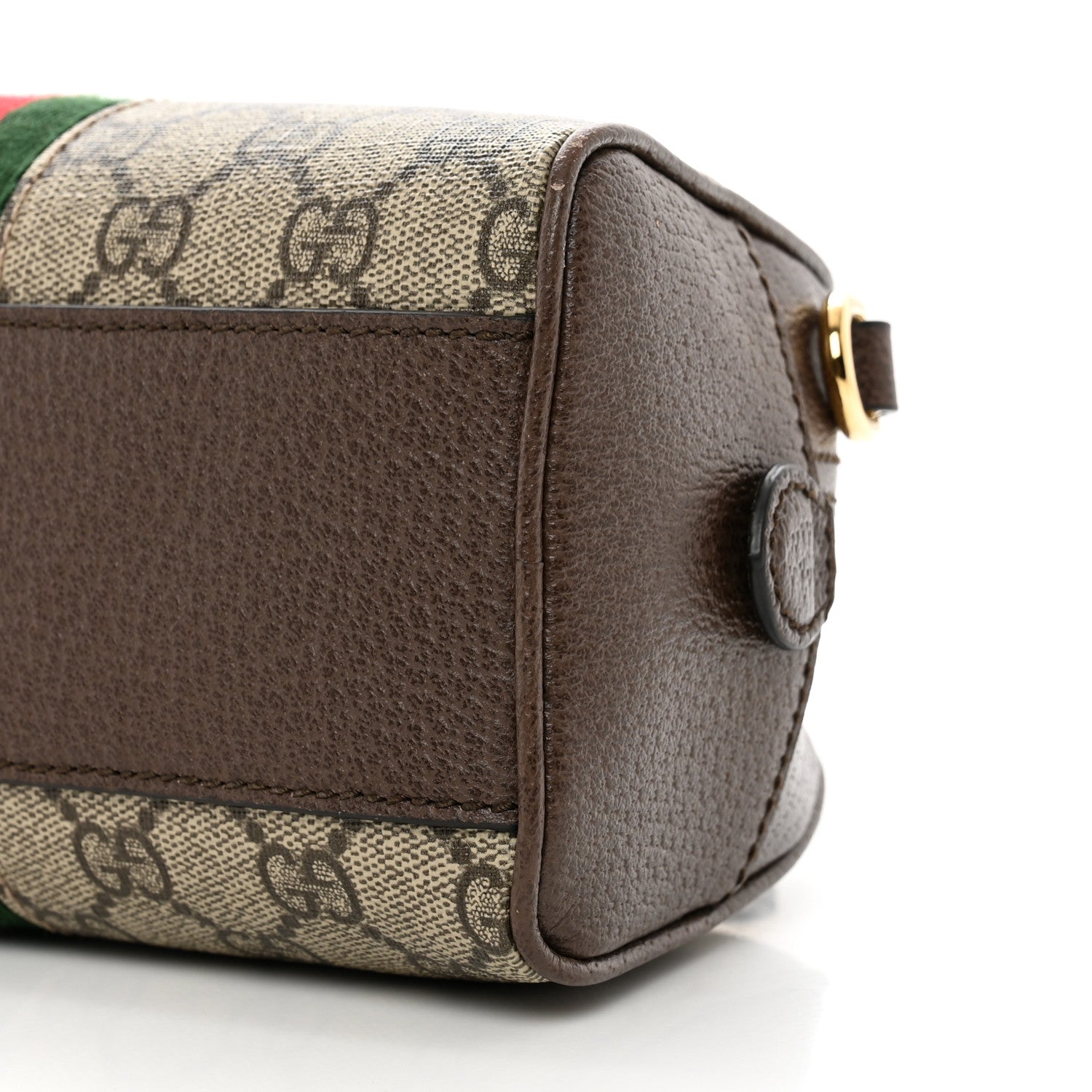 Gucci GG Supreme Monogram Textured Dollar Calfskin Web Mini Ophidia Top Handle Bowler Bag Beige Ebony New Acero 8 of 8
