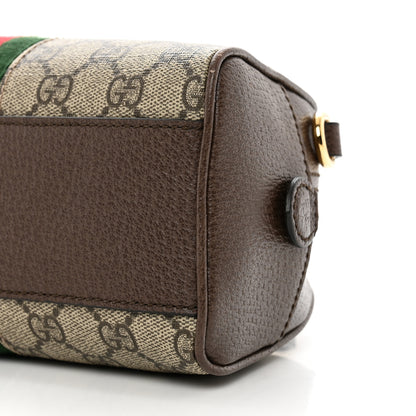 Gucci GG Supreme Monogram Textured Dollar Calfskin Web Mini Ophidia Top Handle Bowler Bag Beige Ebony New Acero 8 of 8