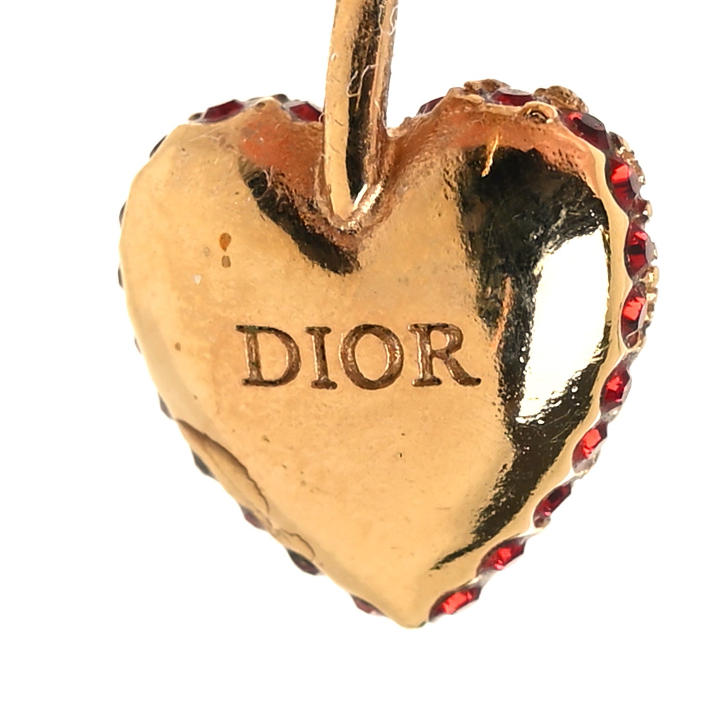 Pearl Crystal Enamel Heart Tribal Earring Gold Red