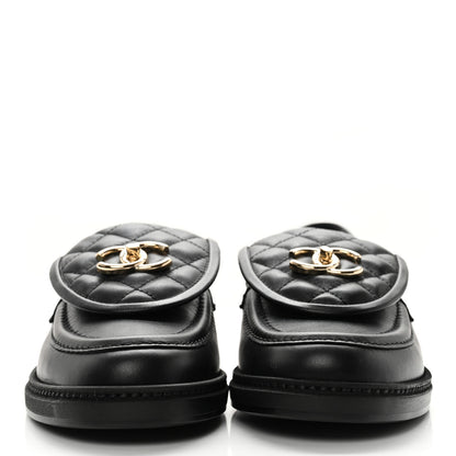 Chanel Lambskin Quilted CC Turnlock Loafers 38.5 Black 2 of 9
