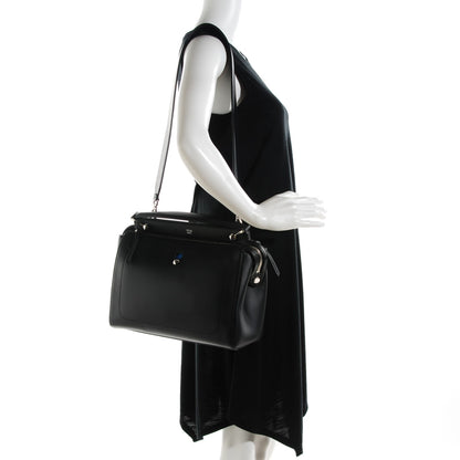 Fendi Vitello Baltico Dolce DotCom Satchel Black Blue Royal 2 of 8