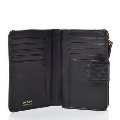 Prada Vitello Move Metal Compact Wallet Black 5 of 7