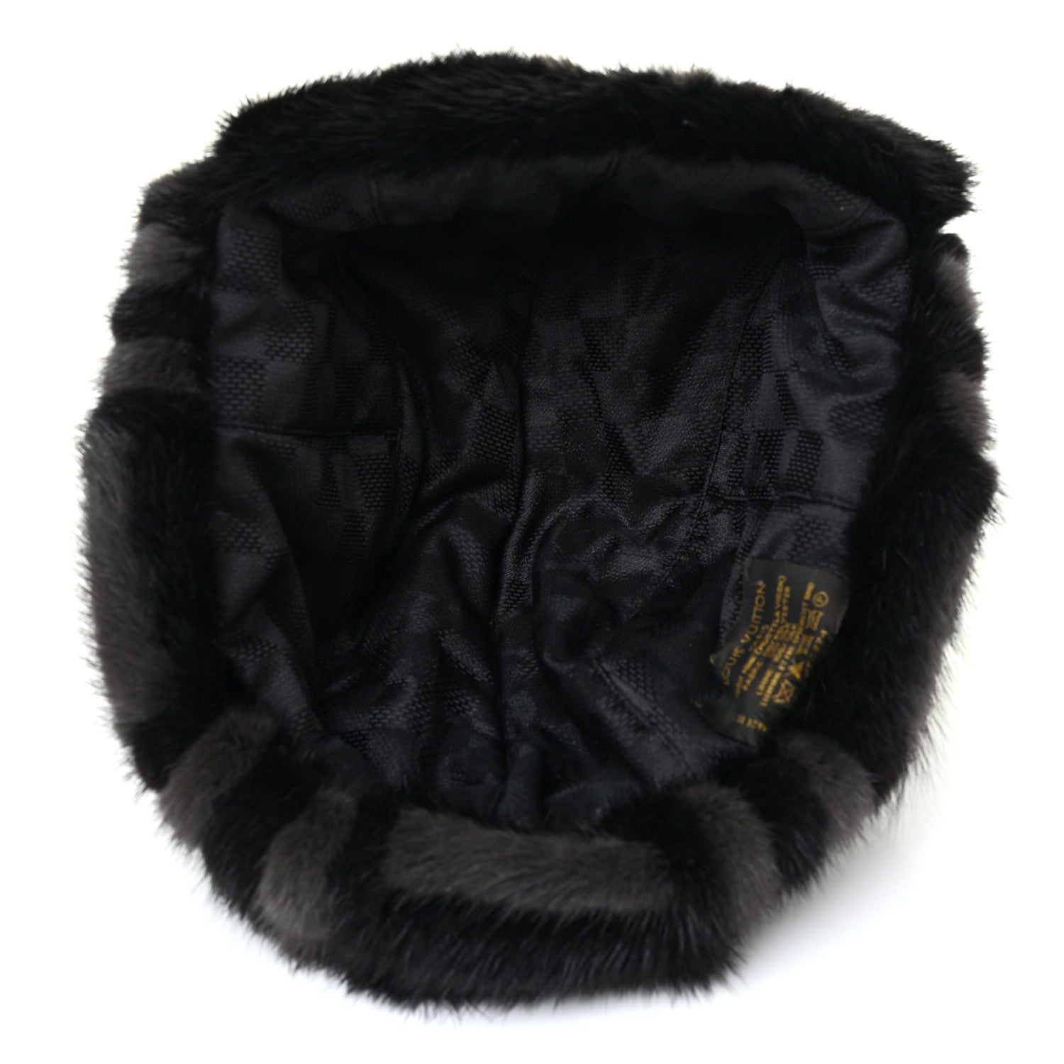 Louis Vuitton Polyester Silk Mink Fur Hat Black 4 of 5