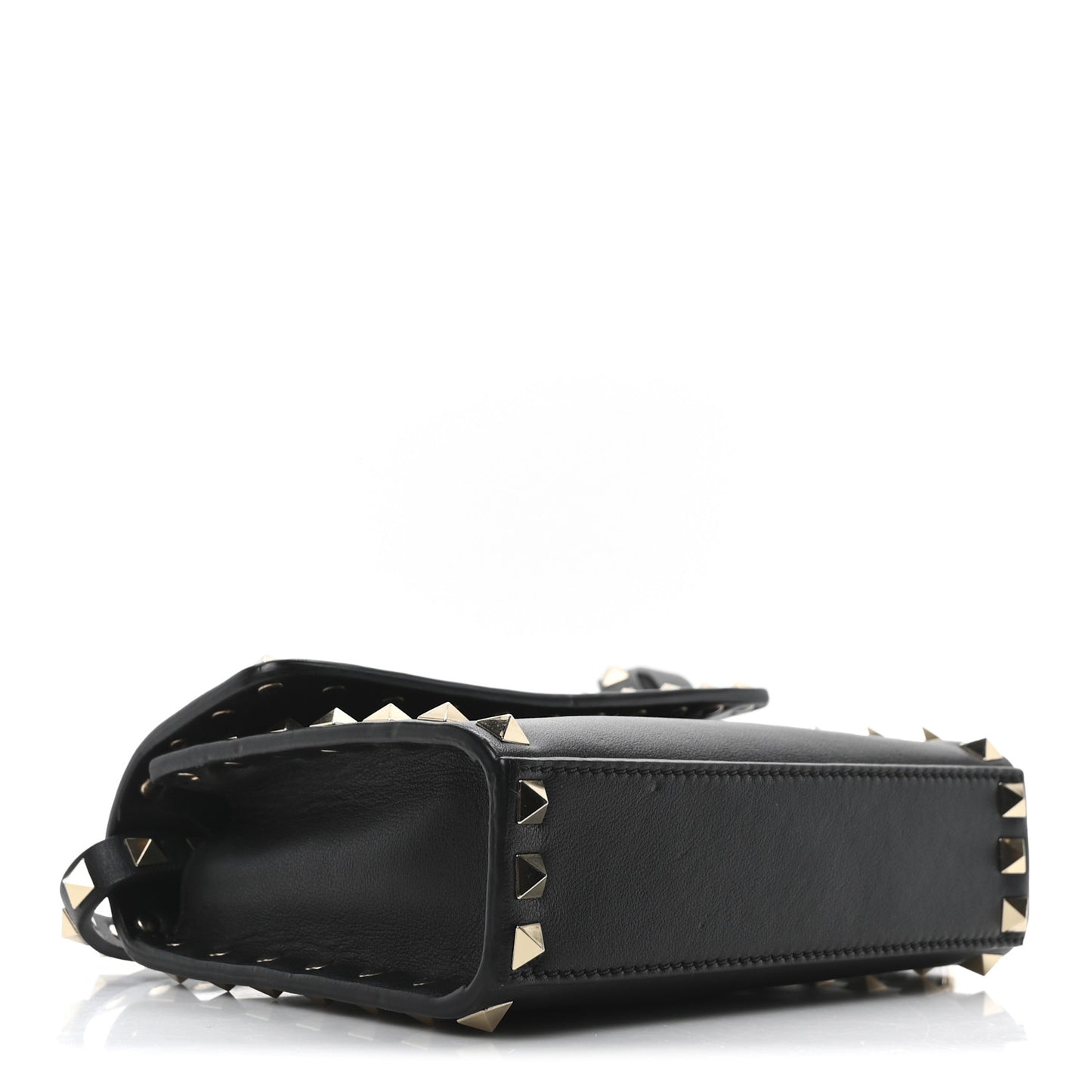 Grained Calfskin Rockstud Crossbody Bag Black