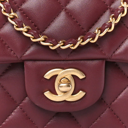 Chanel Lambskin Metal Quilted Mini Top Handle Rectangular Flap Burgundy 9 of 11