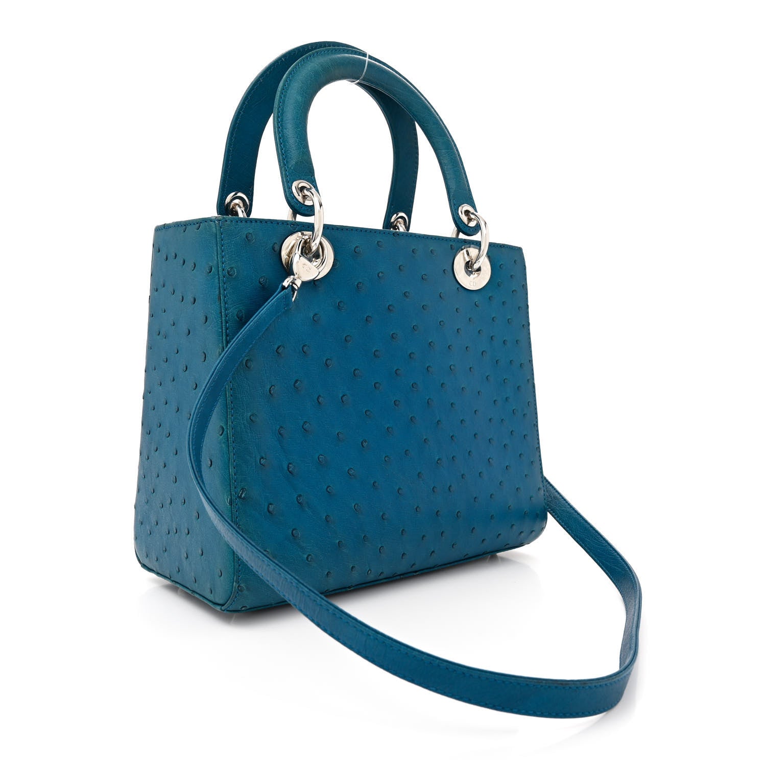 Christian Dior Ostrich Medium Lady Dior Blue 1525561 – FASHIONPHILE