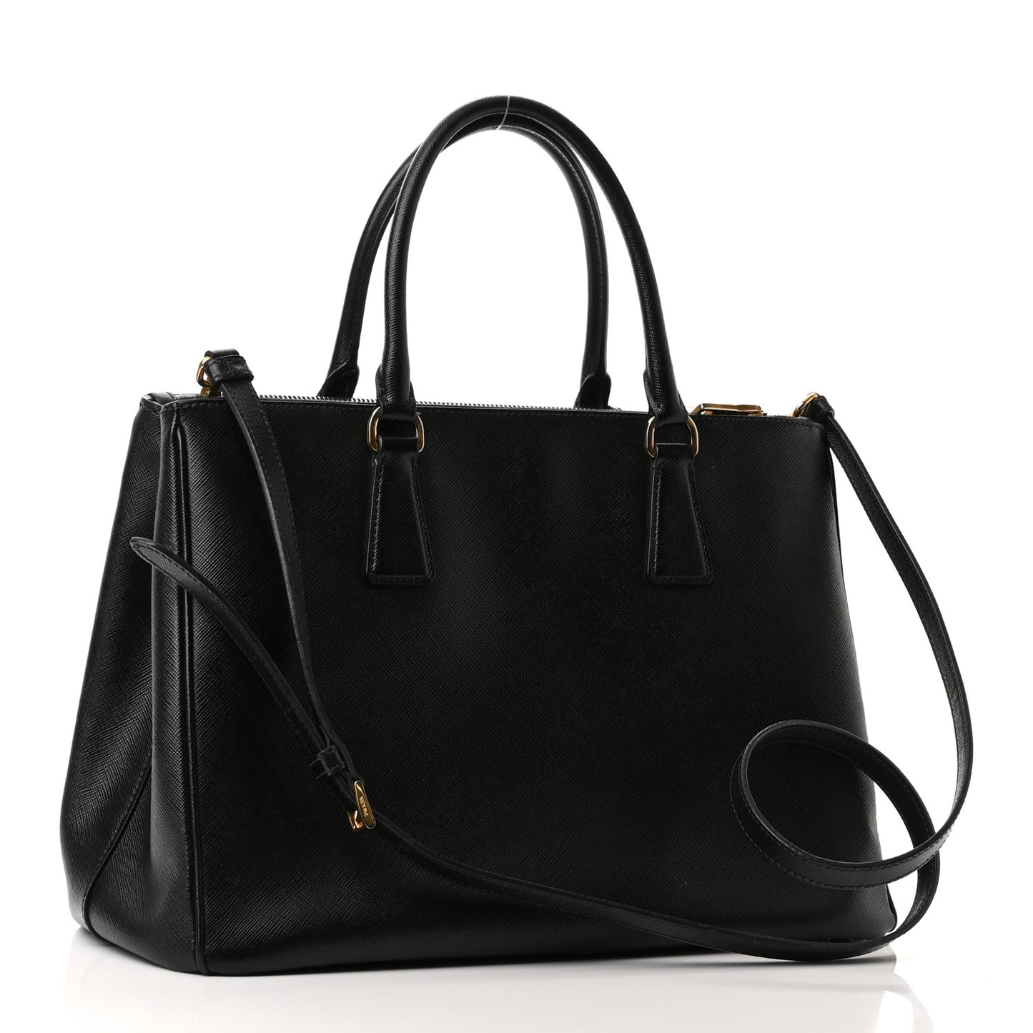 Saffiano Medium Galleria Double Zip Tote Black
