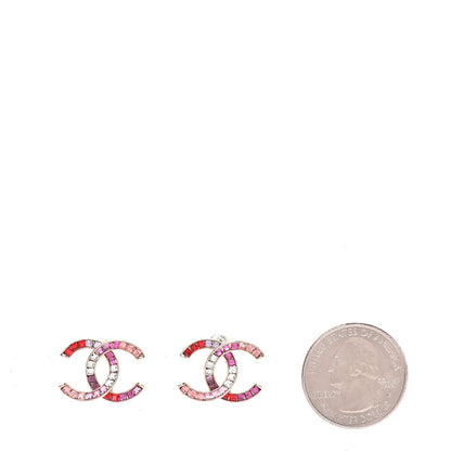 Chanel Crystal Baguette CC Earrings Gold Multicolor 2 of 5