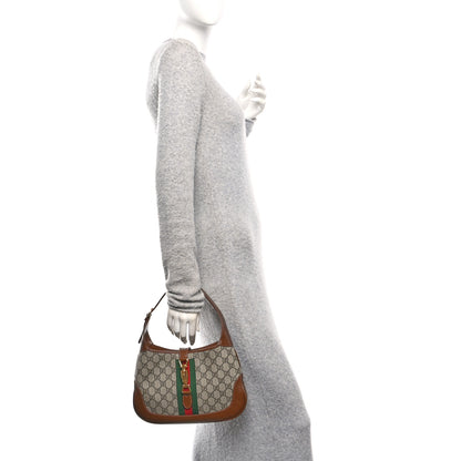 Gucci GG Supreme Monogram Azalea Calfskin Web Small Jackie 1961 Hobo Beige Ebony Brown Sugar 2 of 11