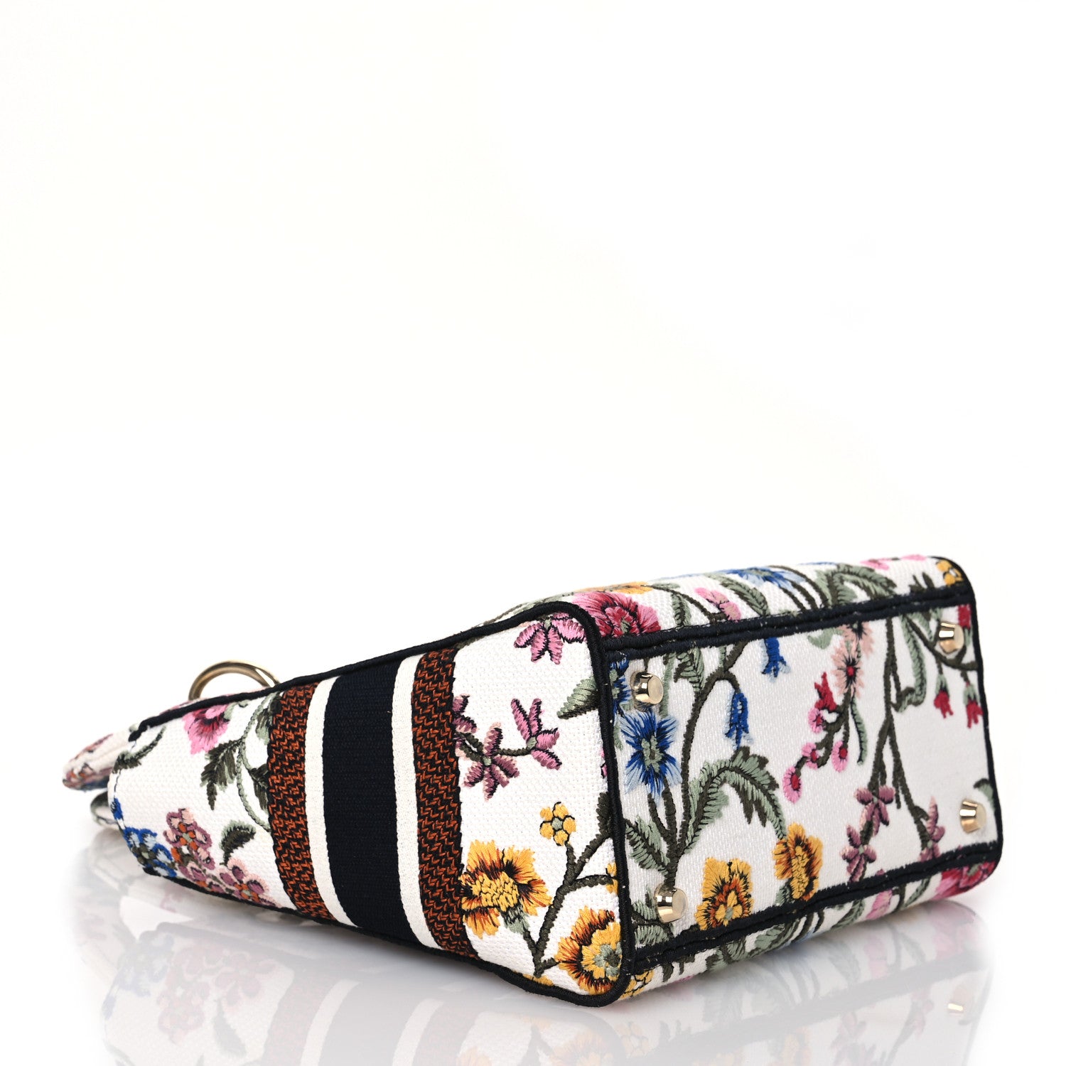 Christian Dior Canvas Embroidered Medium Lady D-Lite Ecru Multicolor 4 of 18