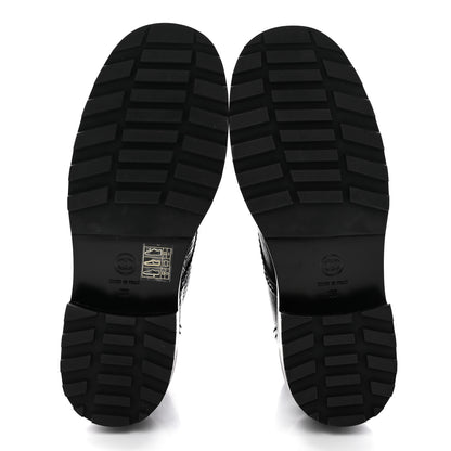 Chanel Shiny Calfskin Velvet Pearl Combat Short Boots 38 Black 5 of 14