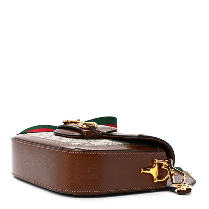 Gucci GG Supreme Monogram Azalea Calfskin Web Mini Horsebit 1955 Shoulder Bag Beige Ebony Brown Sugar 10 of 12