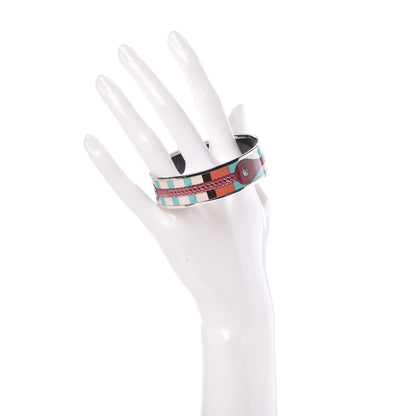 Hermes Enamel Printed Wide Coaching Bracelet 65 Rose Couture 2 of 5