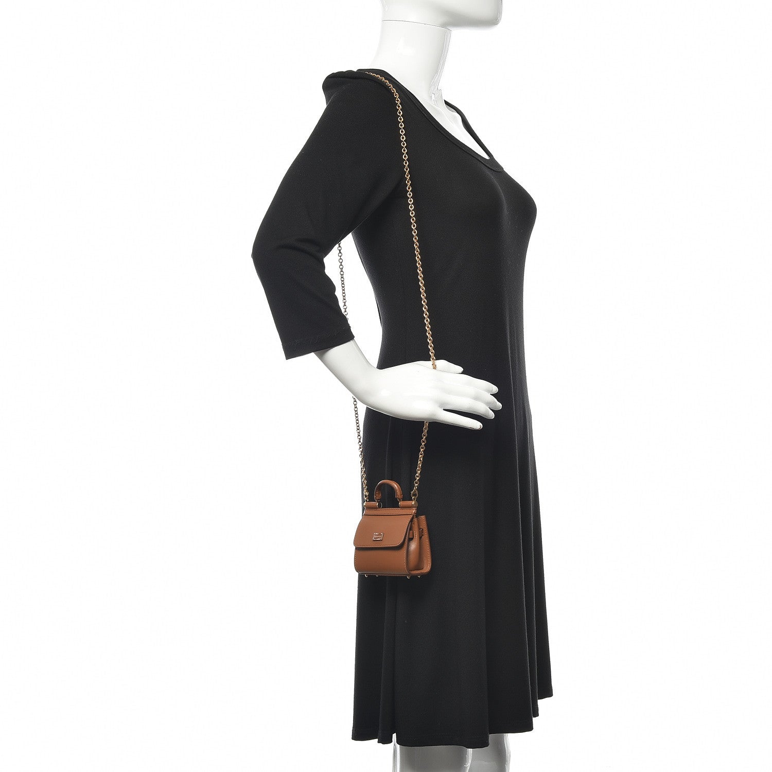 Dolce & Gabbana Calfskin Micro 58 Miss Sicily Satchel Brown 2 of 9