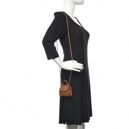 Dolce & Gabbana Calfskin Micro 58 Miss Sicily Satchel Brown 2 of 9