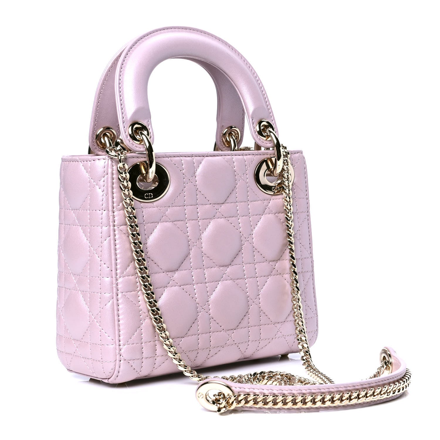 Christian Dior Metallic Lambskin Cannage Mini Lady Dior Lotus 2 of 4