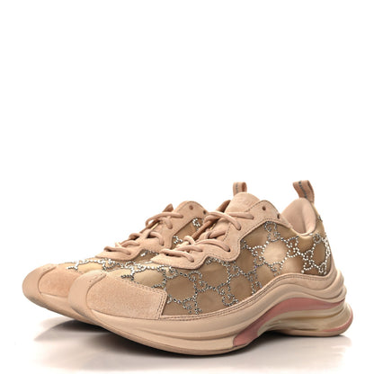 Gucci Tela Retino Mesh Crystal Suede GG Monogram Womens Gucci Run Sneakers 38.5 Light Powder Skin Rose Silver 4 of 9