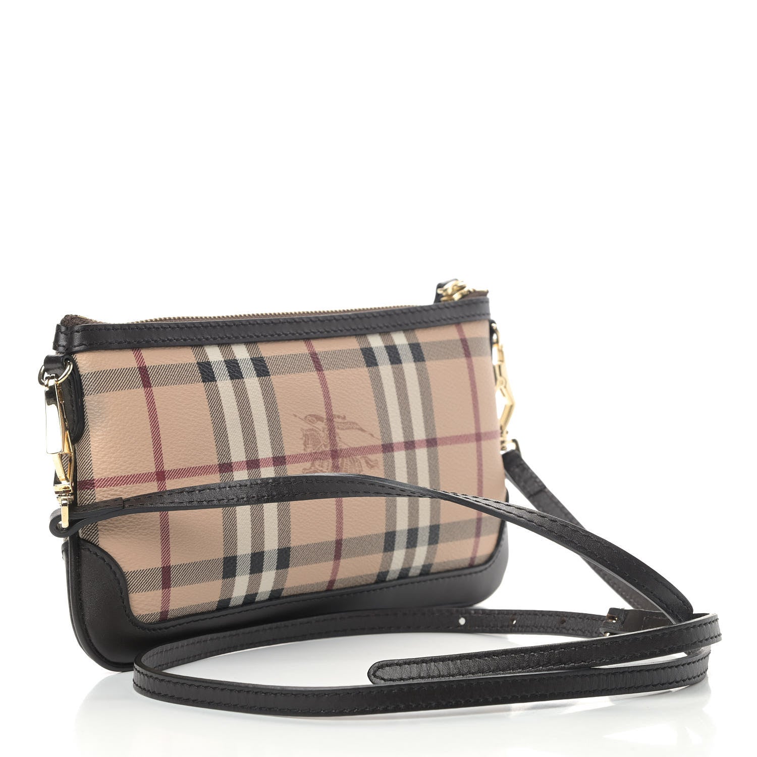 Burberry Haymarket Check Small Peyton Crossbody Clutch Bag Black 3 of 9