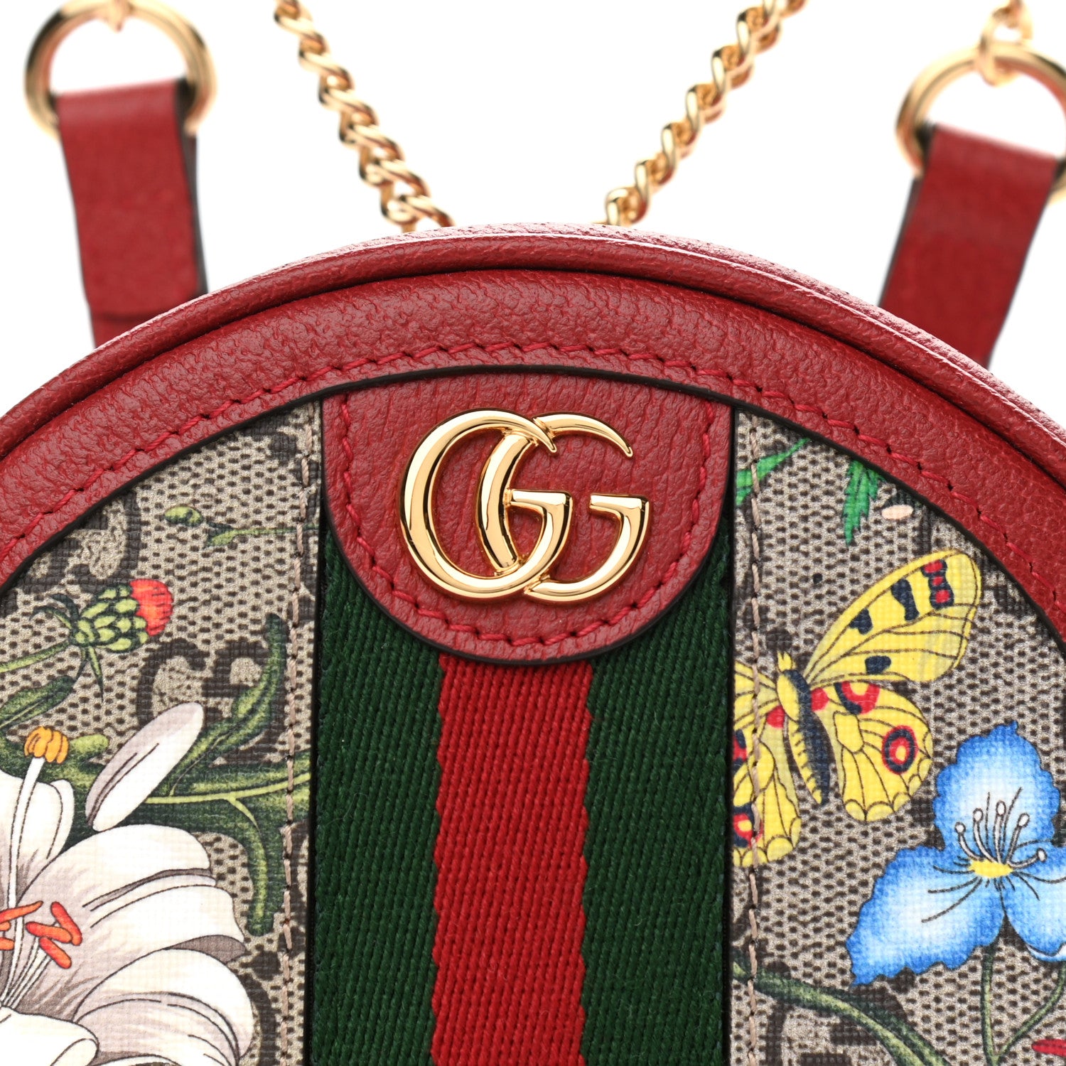 Gucci GG Supreme Monogram Web Flora Mini Ophidia Round Backpack Red 8 of 10