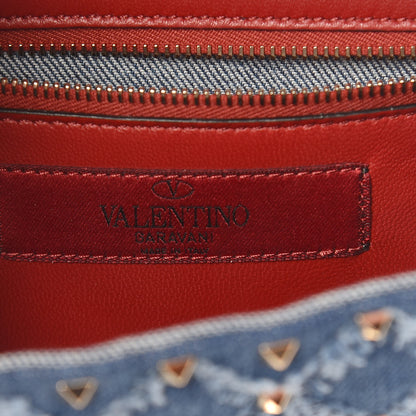 Valentino Garavani Denim Rockstud Spike Wallet on Chain Blue 8 of 10