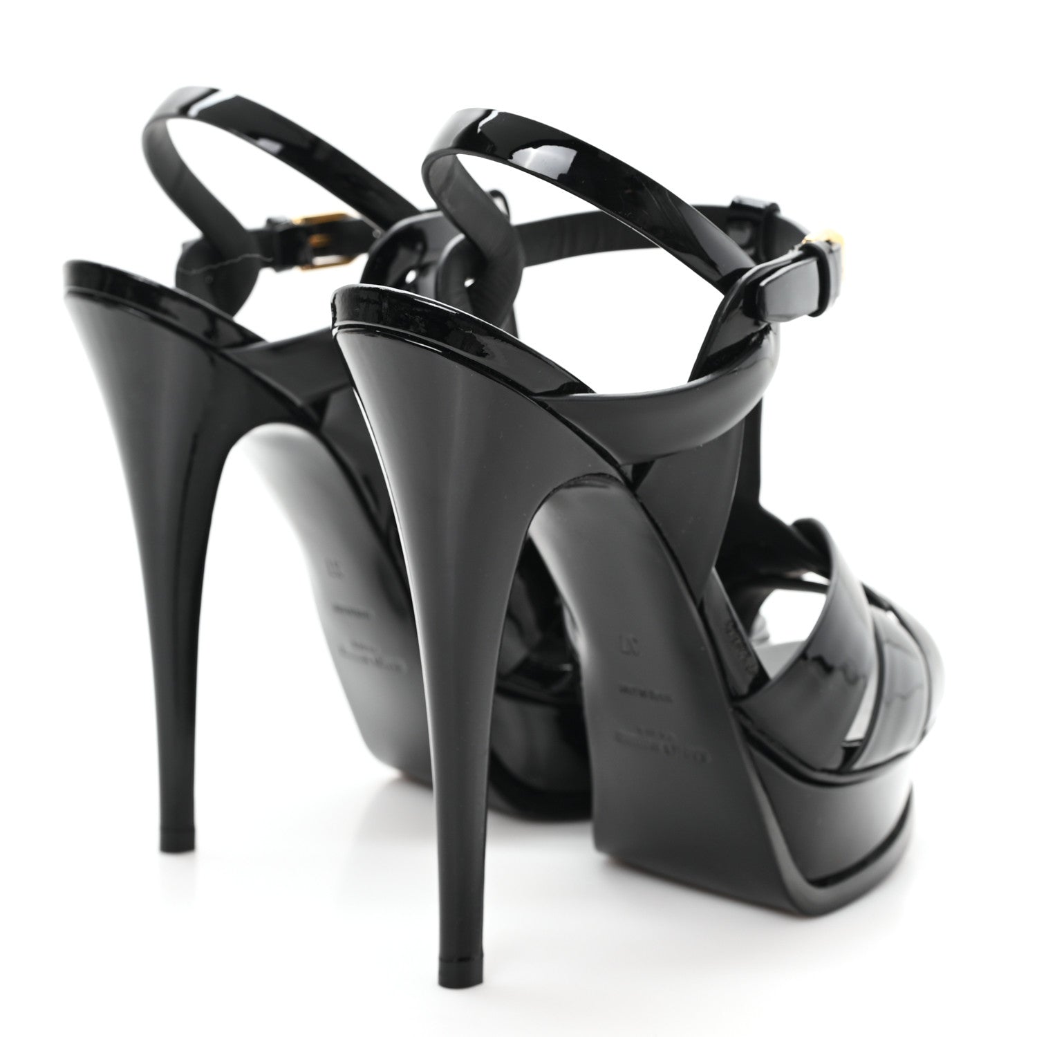 Saint Laurent Patent Tribute 105 Platform Sandals 37 Black 5 of 10