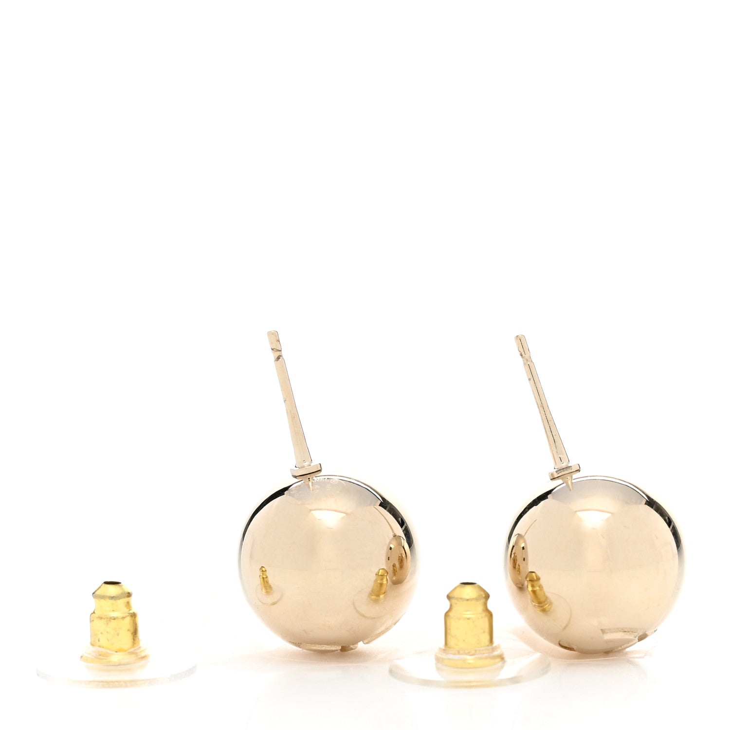 Chanel Metal Bead CC Stud Earrings Gold 4 of 5