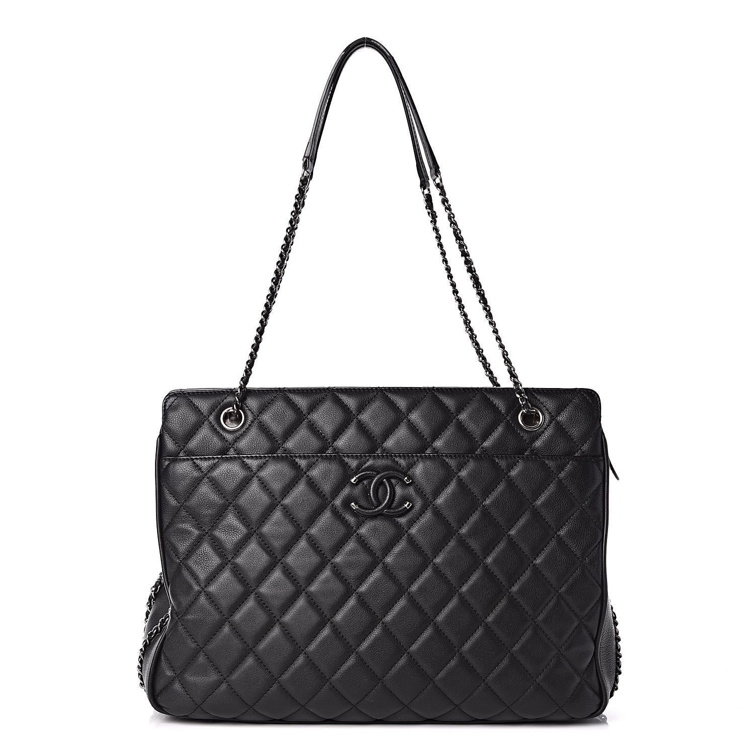 Chanel Calfskin Quilted Frame In Chain Tote Black 1 of 12