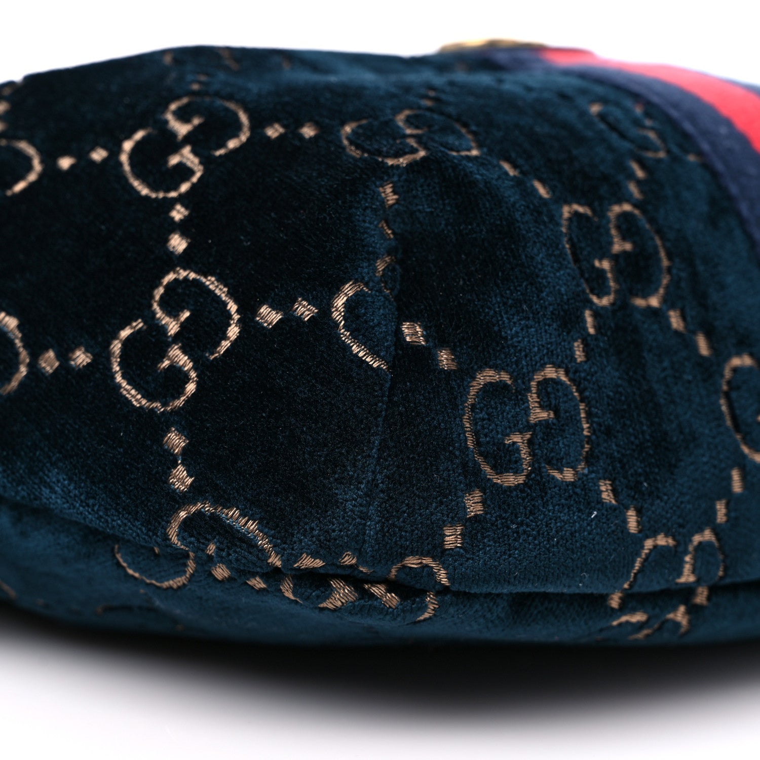 Gucci Velvet GG Monogram Web Belt Bag Blue Beige 8 of 13