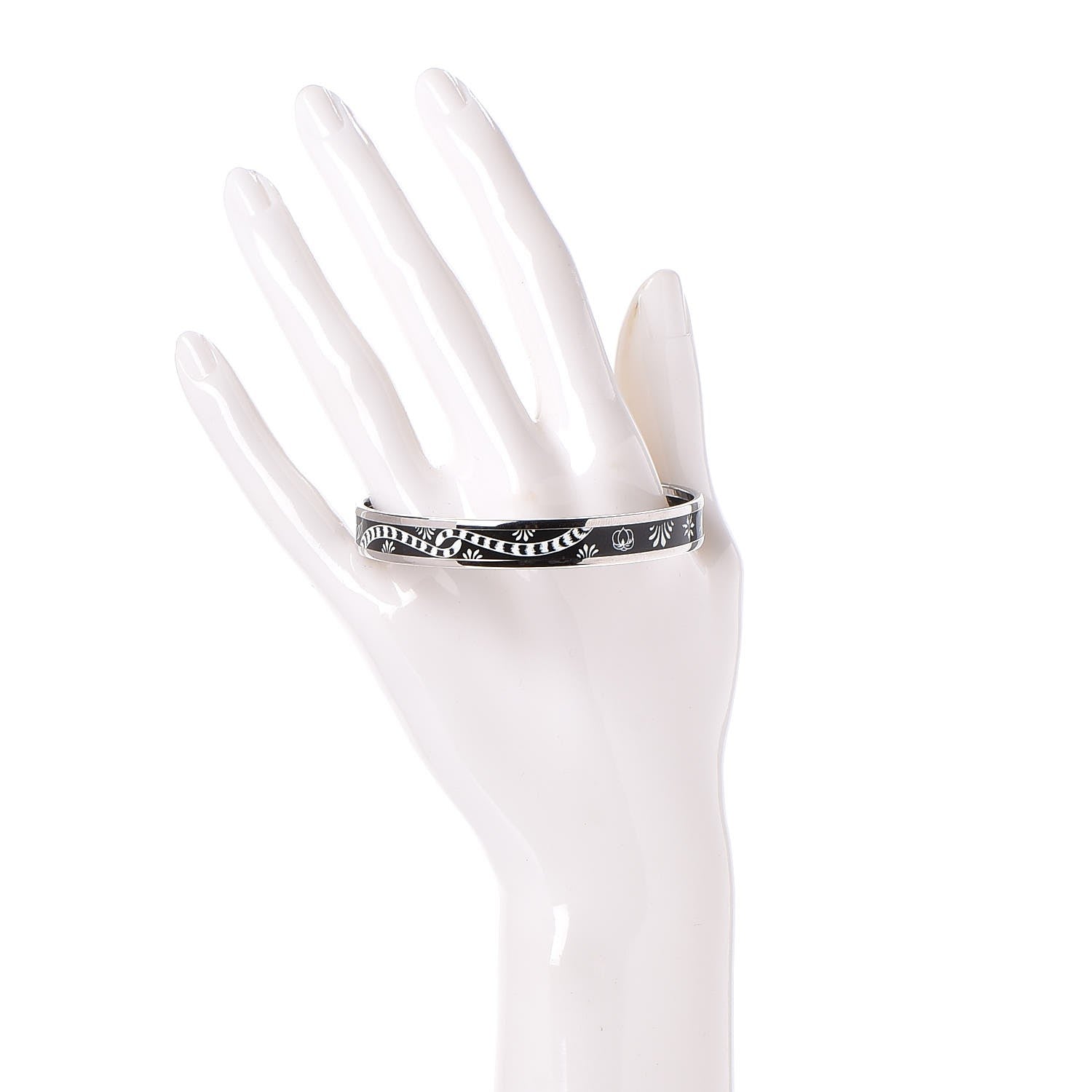 Hermes Enamel Printed Narrow Les Léopards Bracelet 65 Black 2 of 6