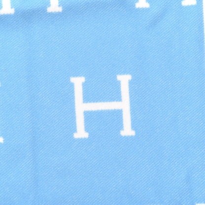 Hermes Wool Cashmere Avalon Baby Blanket Bleu Genievre White 3 of 4