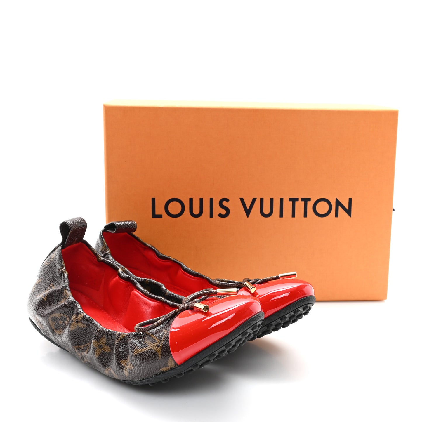 Monogram Patent Flirty Ballerina Flats 38.5 Coquelicot