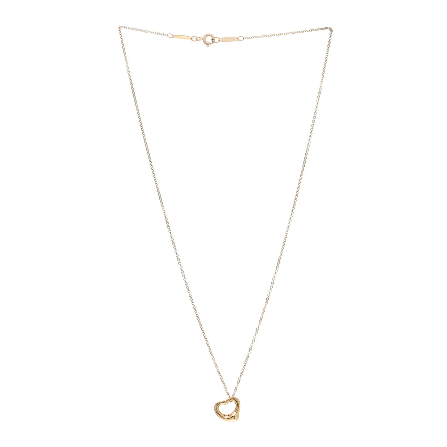 18K Yellow Gold 11mm Elsa Peretti Open Heart Pendant Necklace