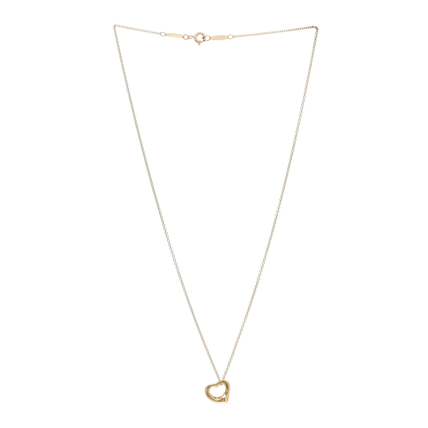 Tiffany 18K Yellow Gold 11mm Elsa Peretti Open Heart Pendant Necklace 3 of 7
