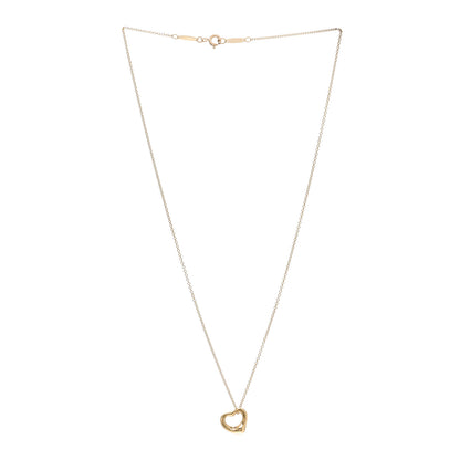 Tiffany 18K Yellow Gold 11mm Elsa Peretti Open Heart Pendant Necklace 3 of 7