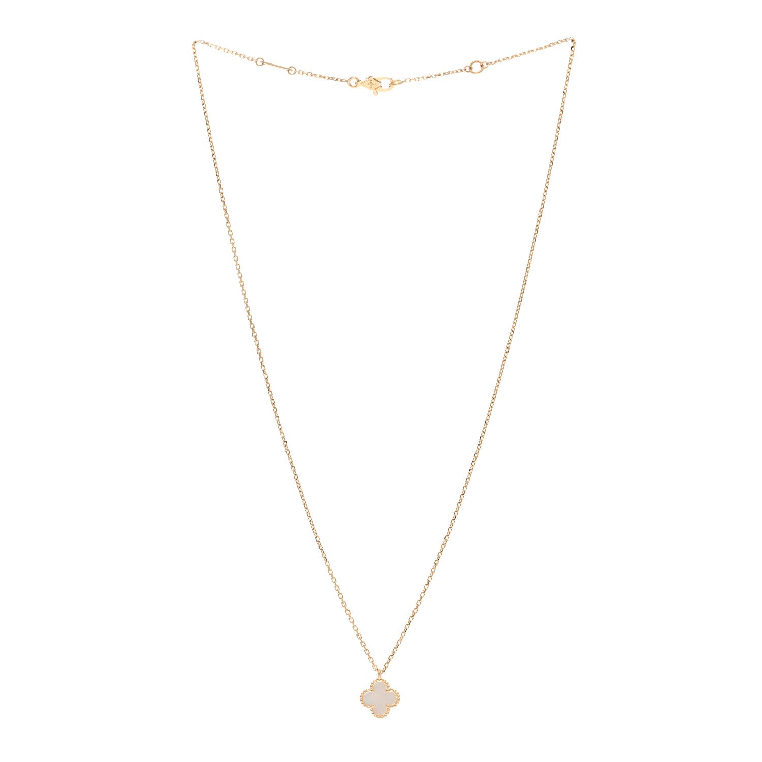 Van Cleef & Arpels 18K Yellow Gold Mother of Pearl Sweet Alhambra Pendant Necklace 3 of 6