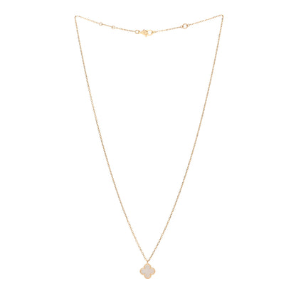 Van Cleef & Arpels 18K Yellow Gold Mother of Pearl Sweet Alhambra Pendant Necklace 3 of 6