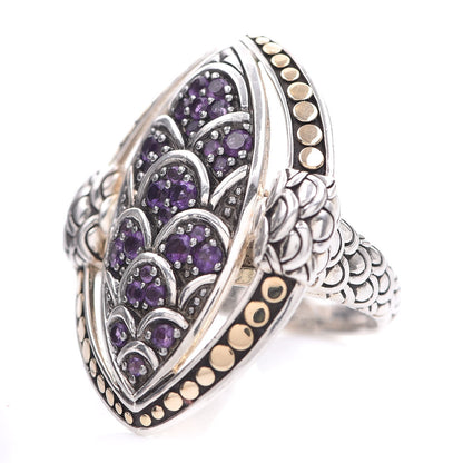 John Hardy Sterling Silver 18K Yellow Gold Amethyst Naga Ring 57 8 3 of 6