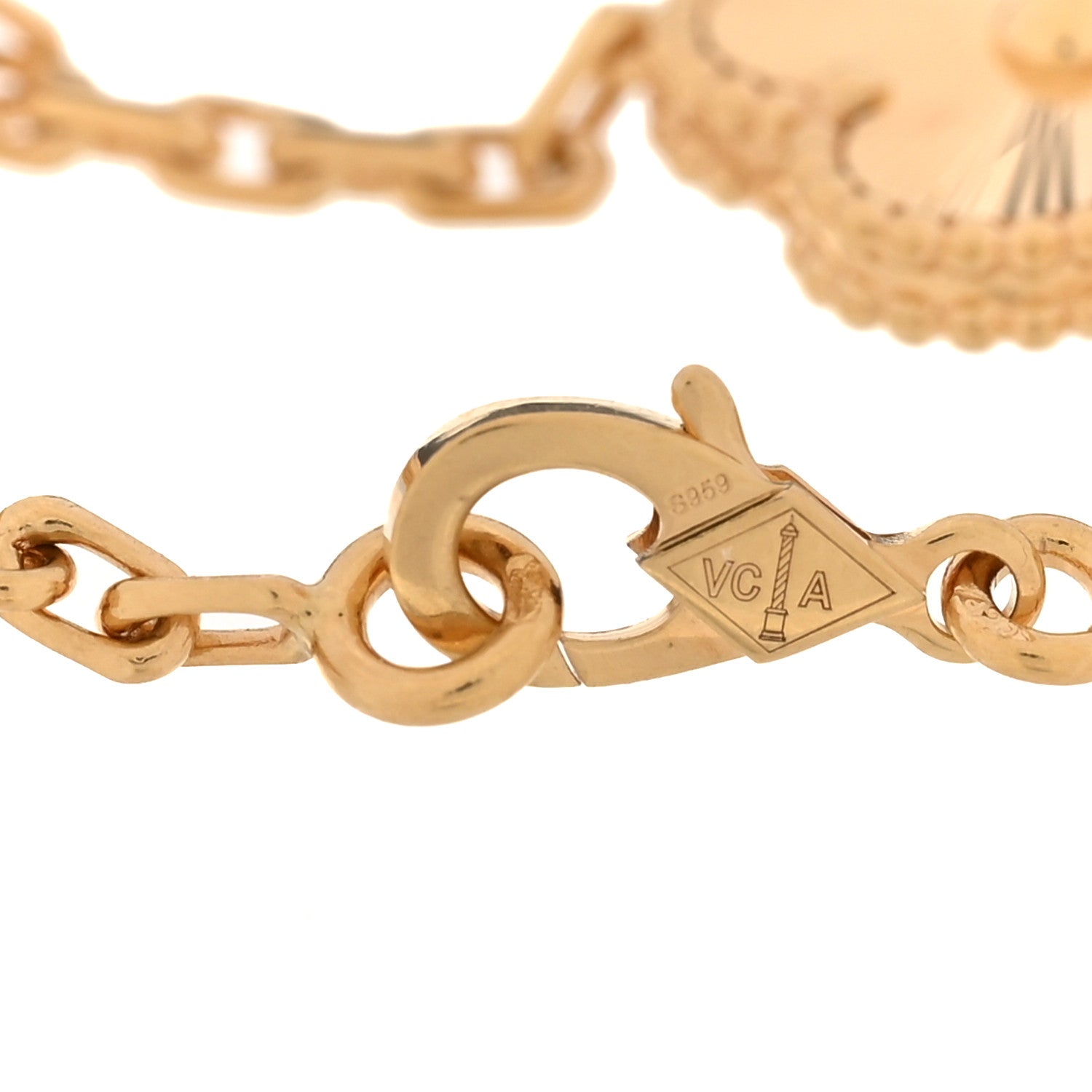 Van Cleef & Arpels 18K Yellow Gold 5 Motifs Guilloche Vintage Alhambra Bracelet 3 of 6
