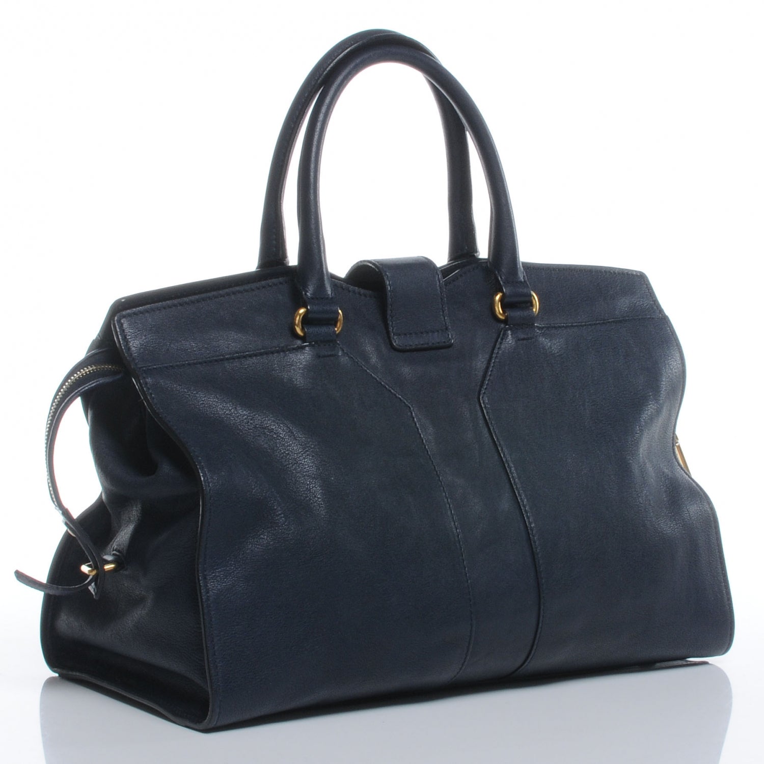 Saint Laurent Leather Medium Cabas Chyc Navy 3 of 7