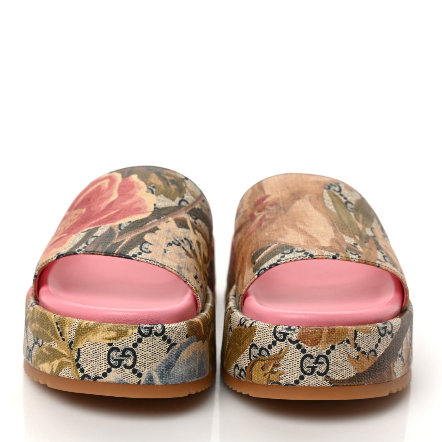 Gucci GG Supreme Monogram Water Flora Angelina Platform Slide