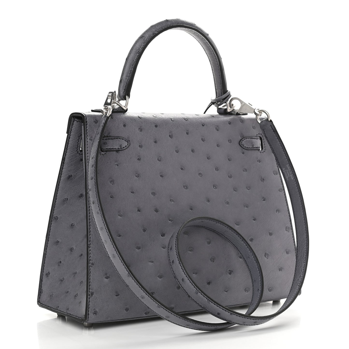 Ostrich Horseshoe Kelly Sellier 25 Gris Agate Black