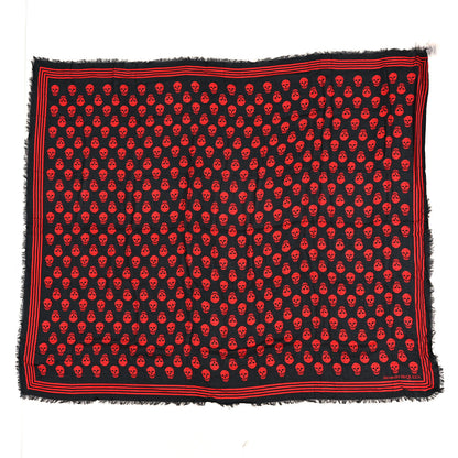 Alexander McQueen Modal Silk Skull Scarf Black Red 1 of 3