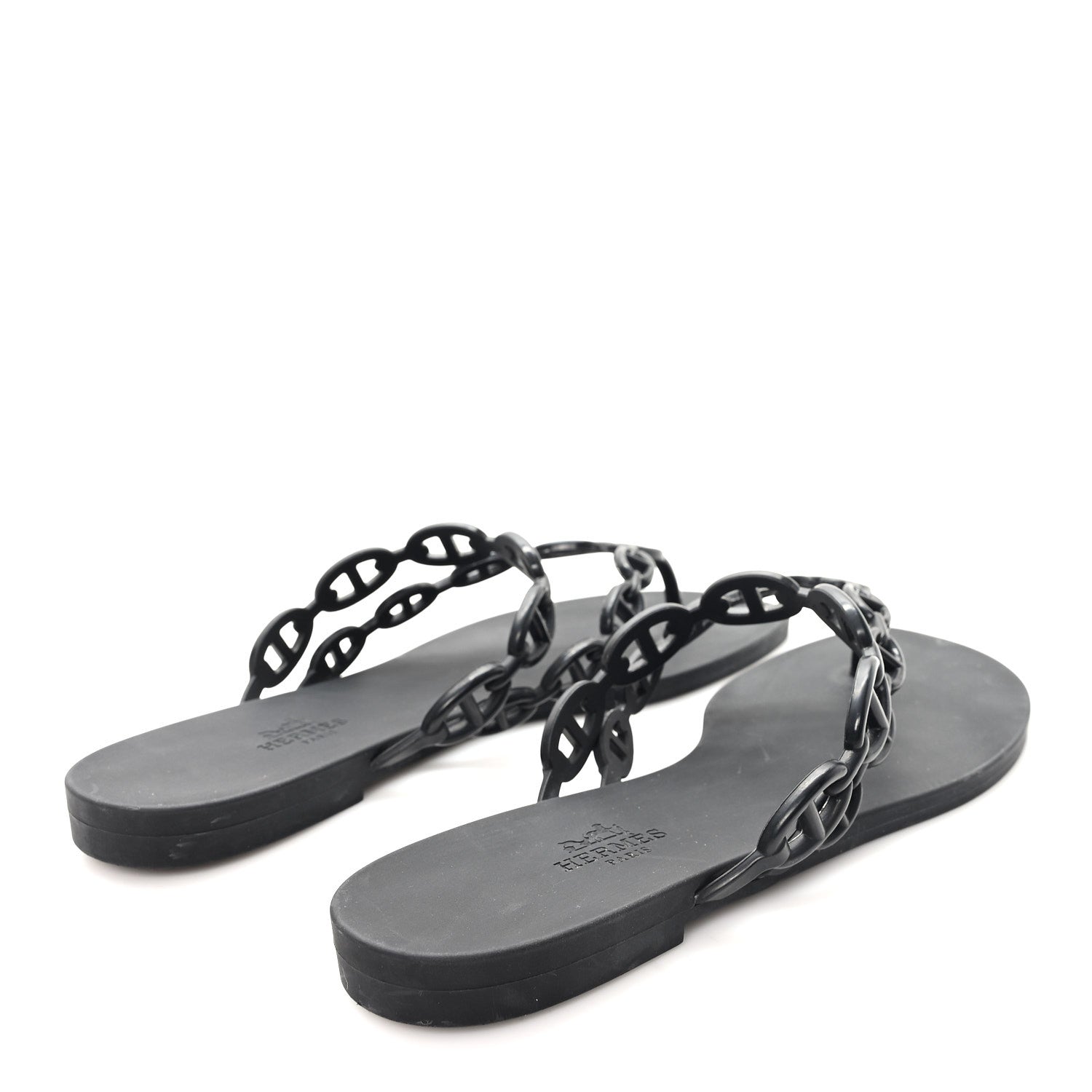 Hermes Rubber Chaine d'Ancre Island Sandals 38 Black 5 of 10