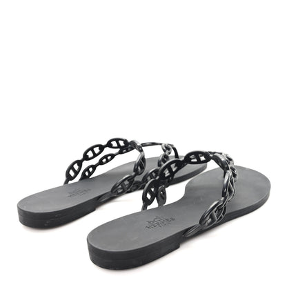 Hermes Rubber Chaine d'Ancre Island Sandals 38 Black 5 of 10