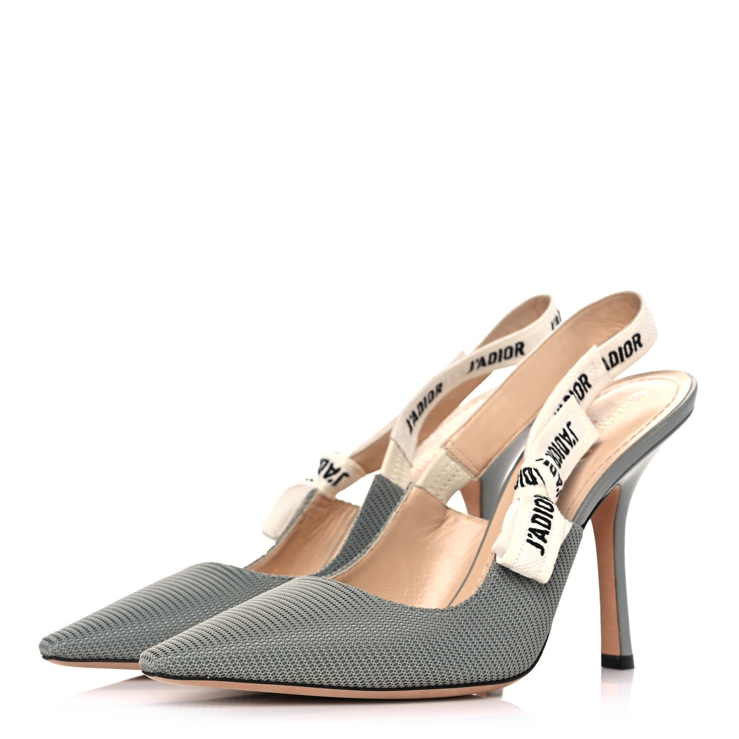 Christian Dior Technical Canvas Ribbon J'Adior Slingback 100mm Pumps 42 Grey Stone 3 of 8