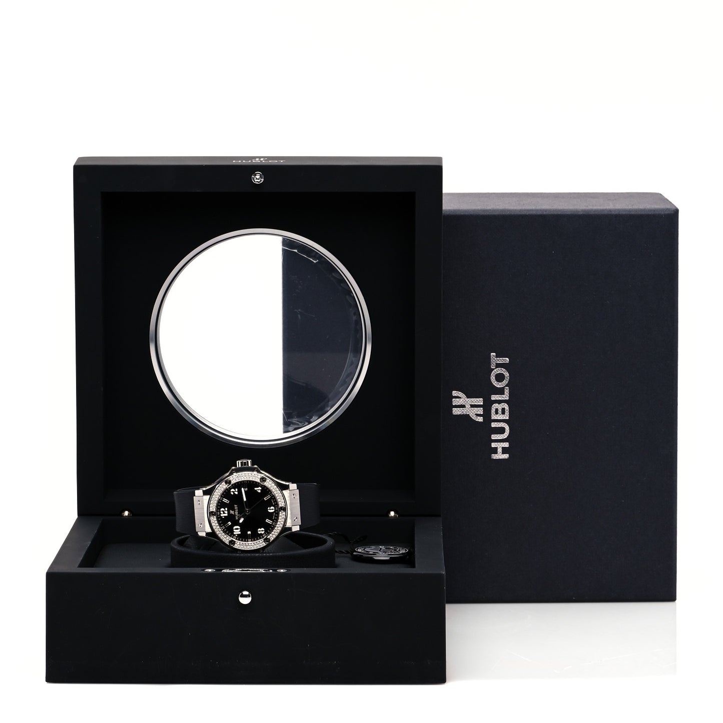 Stainless Steel Rubber Diamond Pave Bezel 38mm Big Bang Quartz Watch Black 361.SX.1270.RX.1104